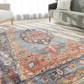 Network Rugs Rust &amp; Blue Power-Loomed Transitional Round Rug