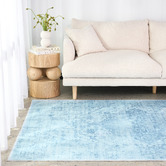 Network Rugs Aquamarine Gemstone Machine Washable Rug