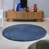 Network Rugs Blue Cleo Ultra Plush Machine Washable Round Rug