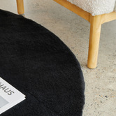 Network Rugs Black Cleo Ultra Plush Machine Washable Round Rug