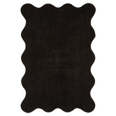 Network Rugs Black Elsie Wavy Edge Machine Washable Rug