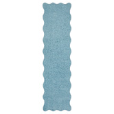 Network Rugs Blue Elsie Wavy Edge Machine Washable Runner