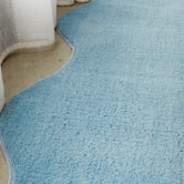 Network Rugs Blue Elsie Wavy Edge Machine Washable Runner