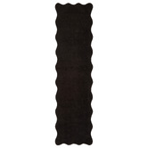 Network Rugs Black Elsie Wavy Edge Machine Washable Runner