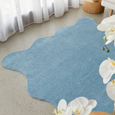 Network Rugs Blue Elsie Wavy Edge Machine Washable Rug