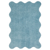 Network Rugs Blue Elsie Wavy Edge Machine Washable Rug