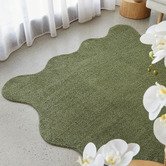 Network Rugs Green Elsie Wavy Edge Machine Washable Rug