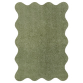 Network Rugs Green Elsie Wavy Edge Machine Washable Rug