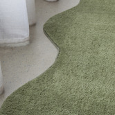Network Rugs Green Elsie Wavy Edge Machine Washable Runner