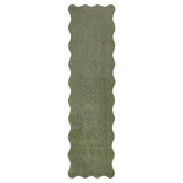 Network Rugs Green Elsie Wavy Edge Machine Washable Runner