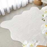 Network Rugs White Elsie Wavy Edge Machine Washable Rug