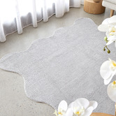 Network Rugs Silver Elsie Wavy Edge Machine Washable Rug