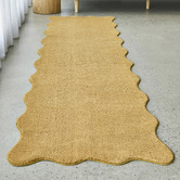 Network Rugs Mustard Elsie Wavy Edge Machine Washable Runner