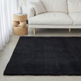 Network Rugs Black Cleo Ultra Plush Machine Washable Rug
