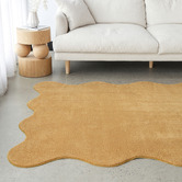 Network Rugs Mustard Elsie Wavy Edge Machine Washable Rug