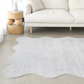 Network Rugs Silver Elsie Wavy Edge Machine Washable Rug