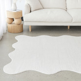 Network Rugs White Elsie Wavy Edge Machine Washable Rug