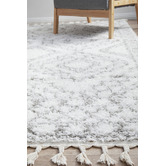 Network Rugs White &amp; Silver Mahdi Moroccan Power-Loomed Shag Rug