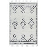 Network Rugs White &amp; Charcoal Chayton Berber Power-Loomed Shag Moroccan Rug