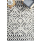 Network Rugs White &amp; Charcoal Mahdi Moroccan Power-Loomed Shag Rug