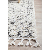 Network Rugs White &amp; Charcoal Mahdi Moroccan Power-Loomed Shag Rug
