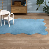 Network Rugs Blue Elsie Wavy Edge Machine Washable Rug