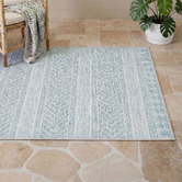 Network Rugs Blue &amp; Natural Flat-Woven Indoor/Outdoor Rug
