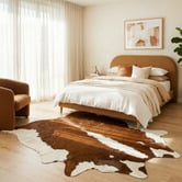 Network Rugs White &amp; Brown Cow Hide Rug