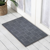 Welcome Weave Black Rubber Pin Stripe Doormat