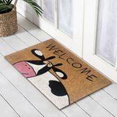 Welcome Weave Tan Cow Hand-Woven Coir Doormat