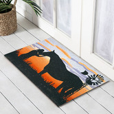 Welcome Weave Lady &amp; Horse Doormat