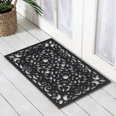 Welcome Weave Grey Wrought Iron Rubber Doormat
