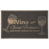 Welcome Weave Wine &amp; Good Friends Rubber Doormat
