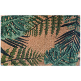 Welcome Weave Green Leaves Coconut Coir Doormat