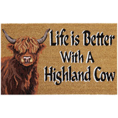 Welcome Weave Life is Better with a Highland Cow Coir Doormat