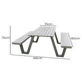 Hartman 6 Seater Wave II Picnic Table with Umbrella