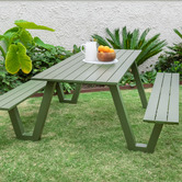 Hartman 6 Seater Olive Branch Wave II Aluminium Outdoor Dining Bench &amp; Table