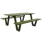 Hartman 6 Seater Olive Branch Wave II Aluminium Outdoor Dining Bench &amp; Table