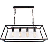 Alessia Lighting Creswick Vintage Glass Pane 4 Light Long Pendant