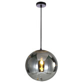 Alessia Lighting Grey Hedy Chrome &amp; Glass Pendant Light