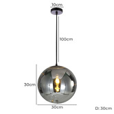 Alessia Lighting Grey Hedy Chrome &amp; Glass Pendant Light