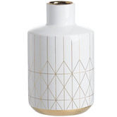 Elegant Designs White &amp; Gold Horizontal Triangle Geo Vase