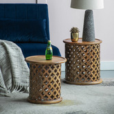 Elegant Designs 2 Piece Houlton Mango Wood Side Table Set