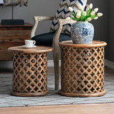 Elegant Designs 2 Piece Houlton Mango Wood Side Table Set