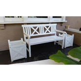 Porch Perfection 3 Seater Hamptons Dungun Wood Outdoor Bench