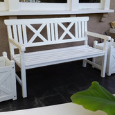 Porch Perfection 3 Seater Hamptons Dungun Wood Outdoor Bench