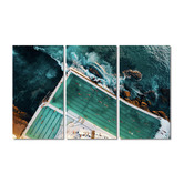 A La Mode Studio Bondi Icebergs Stretched Canvas Wall Art Triptych