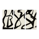 A La Mode Studio Black Minimal Stretched Canvas Wall Art Triptych