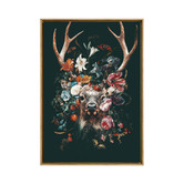 A La Mode Studio Floral Deer Framed Canvas Wall Art