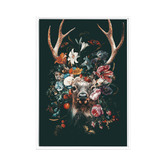 A La Mode Studio Floral Deer Framed Canvas Wall Art